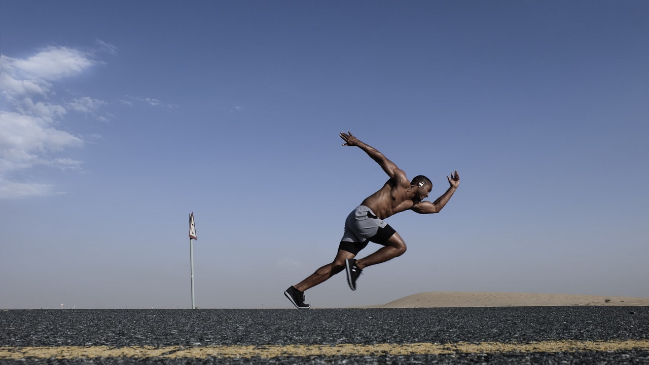 a man running outdoors